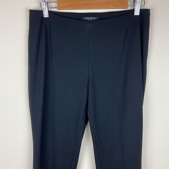 Lafayette 148 Crepe Wool-Blend Straight Leg Pant - Black - Picture 4 of 8